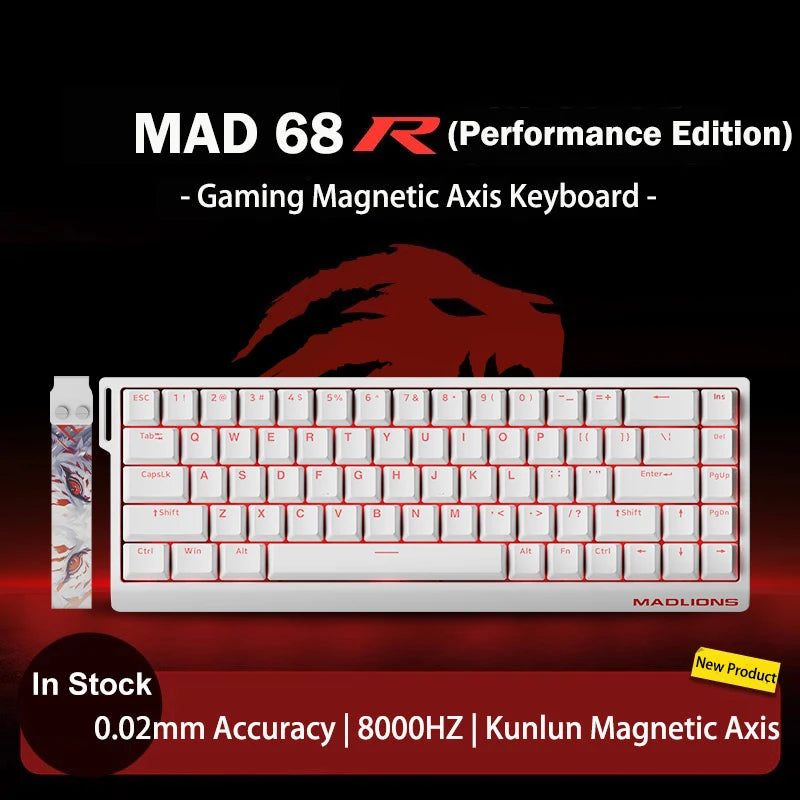 MADLIONS MAD 60/68HE Gaming Magnetic Switch Keyboard Wired Key Web Drive Custom 8K 61/68 Return RT Adjustable Keystroke Hot Swap