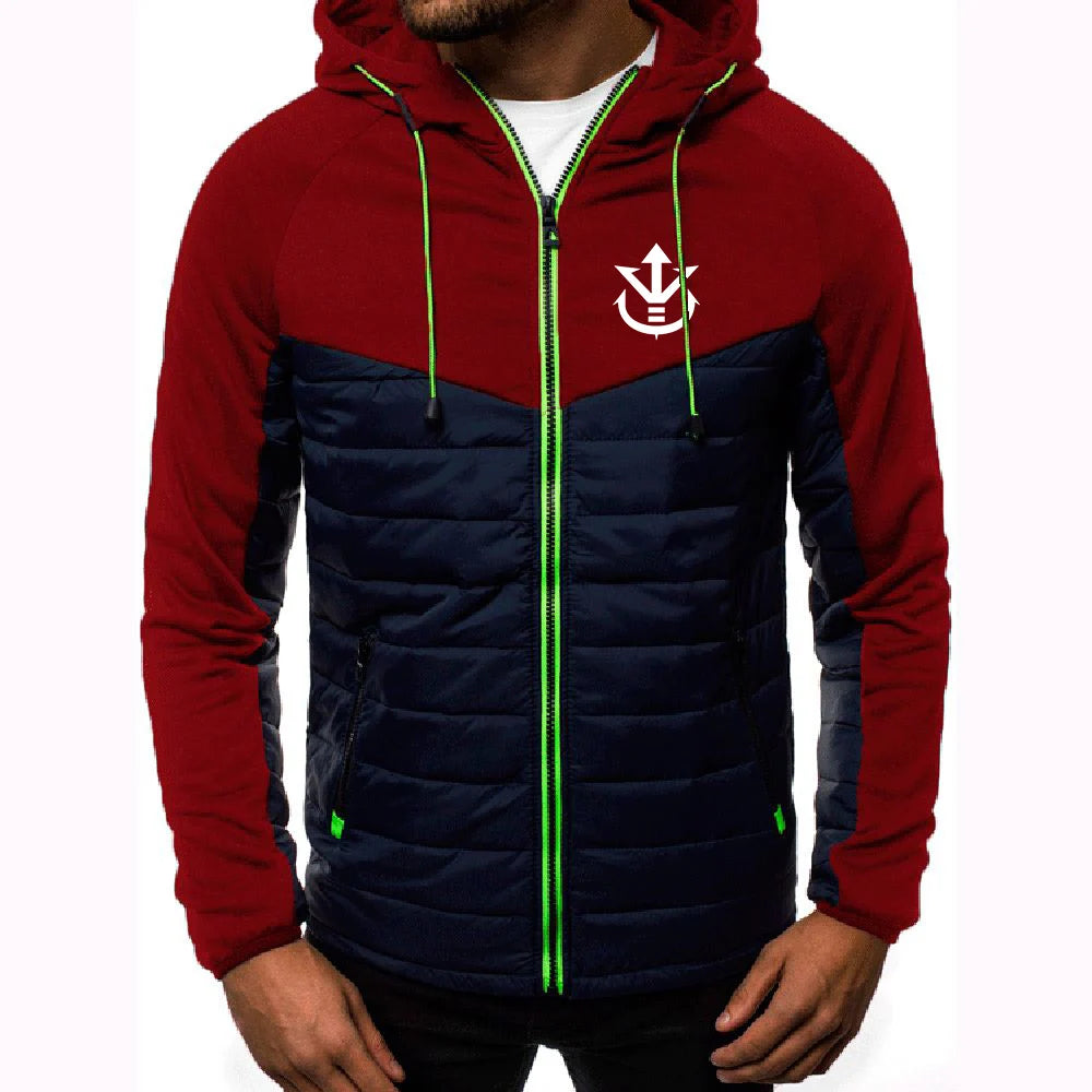 2026 Men's Saiyan Vegeta Avant-garde Style Patchwork Jacket Spring and Autumn Dragon Ball Logo Print Trendy Coat Hoodies
