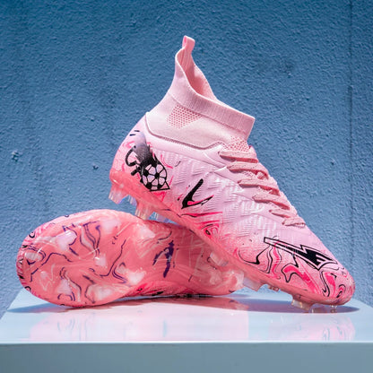 Men's High Ankle Football Boots Turf Soccer Cleats Breathable Non-slip Training Match Sneakers Outdoor Sports FG Soccer Shoes