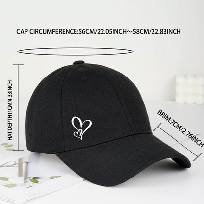 Minimalistická bejzbalová čiapka s potlačou dvoch sŕdc pre ženy a mužov, mäkká, nastaviteľná, v štýle „dad hat“, voľnočasová, s motívom lásky, slnečná čiapka