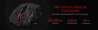 Redragon M913 gamingmus 16000 DPI trådbunden 2.4Ghz trådlös RGB optisk gamermus med 16 programmerbara knappar, svart/vit mus