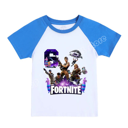 Παιδικό T-Shirt Fortnite με Αριθμούς 0-9, Σχέδιο Cartoon Παιχνιδιού, από Αγνό Βαμβάκι, Κοντομάνικο Casual Αθλητικό Τοπ για Αγόρια και Κορίτσια, Ιδανικό για Δώρο