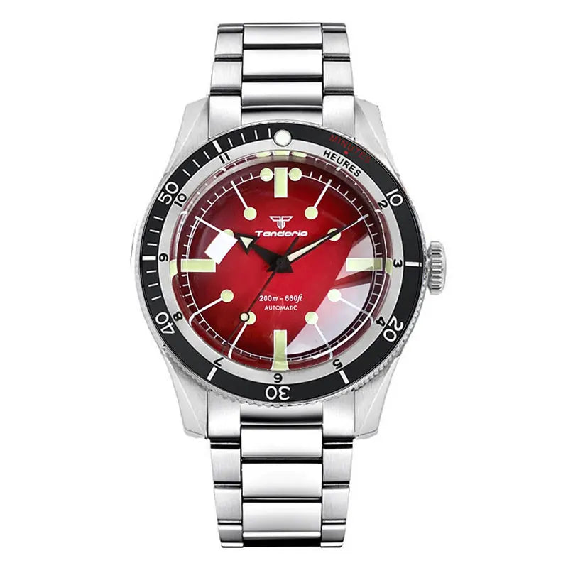 200M Water Resistant Mechanical Wristwatch Miyota 8215 Domed Sapphire Glass 120 clicks Bezel Steel Band Luminous Marks