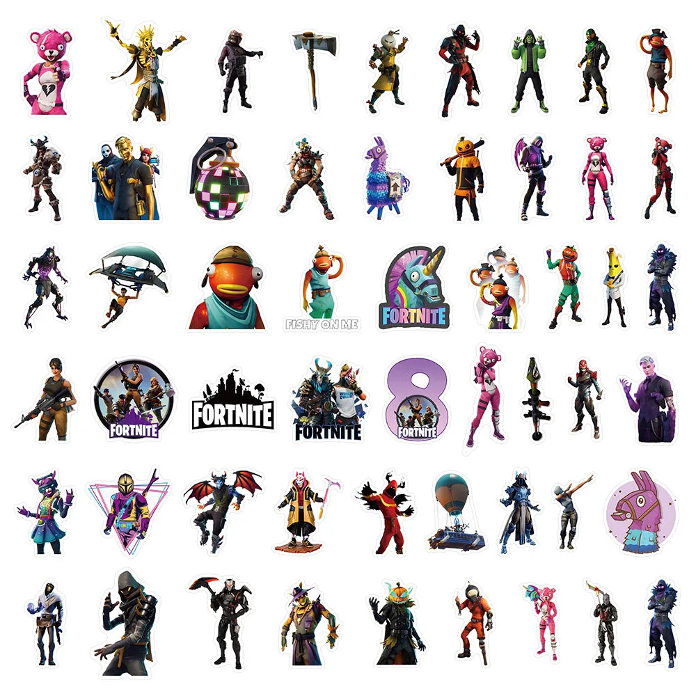 Fortnite Creative Personality Graffiti Sticker Animation Cartoon Goo Card Mobile Phone Case Scooter Water Cup Sticker Decoration
