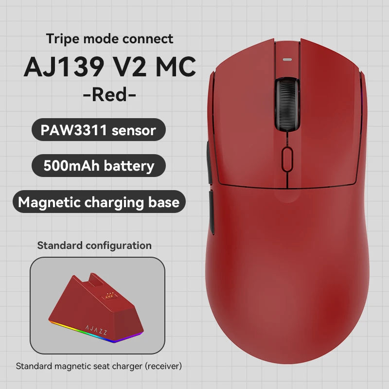 AJAZZ AJ139Pro/AJ139V2MC Wireless Mouse PMW3395/PAW3311 Chipset 12000-26000Dpi Professional Gaming Mouse