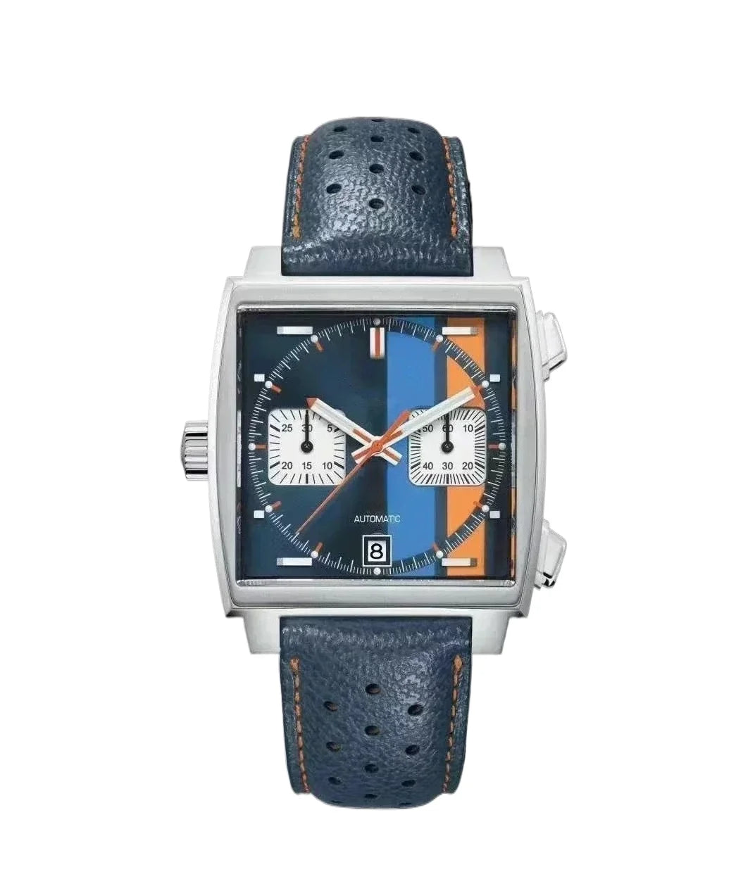 Customized Men Quartz Chronograph VK63 Movement Sapphire Glass White Black Blue Leather Strap Luminous Waterproof Shockproof