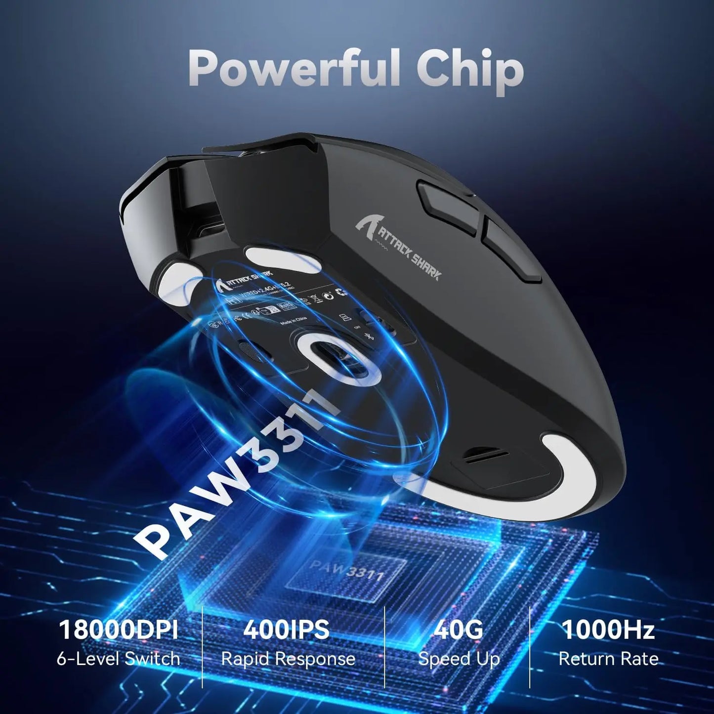 ATTACK SHARK R1 59g SUPERLIGHT Mouse, PixArt PAW3311 Gaming Sensor,  6 Adjustable DPI up to 18000, 65 Hrs Battery, G502