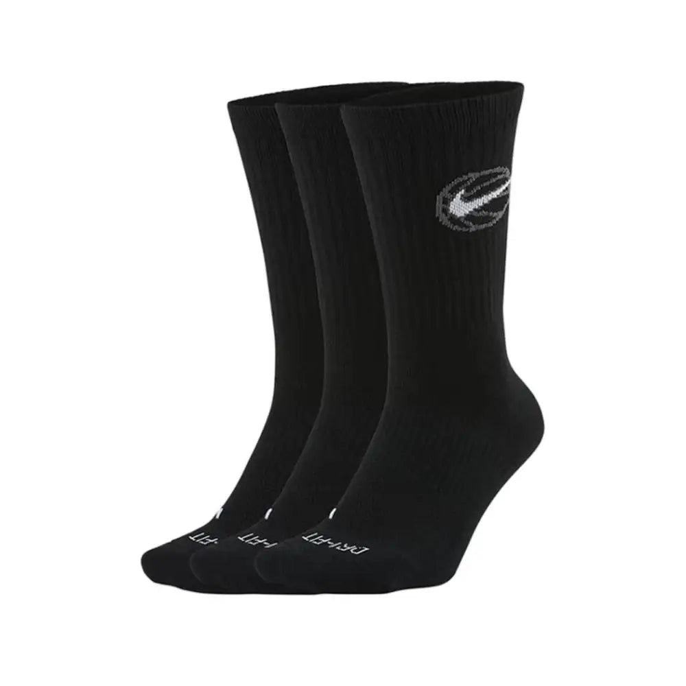 Nike Socks: 3-Pack of Men's and Women's Sports Socks / Basketball Socks / Durable, Moisture-Wicking Cotton Socks SX5545-100