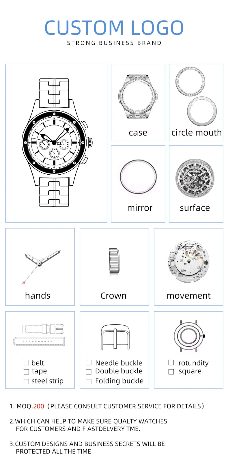 HANBORO Rose Gold Starry Sky Hollow Flywheel Moon Phase Automatic Mechanical Watch Luxury Space Theme Sports Watch 980