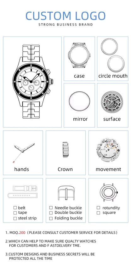 HANBORO hourly clock series men's fully automatic mechanical watch 5379