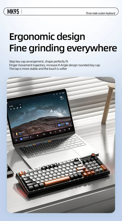 SMAILWOLF MK95 Bluetooth Wireless Korean Mechanical Keyboard Customized Gaming Laptop for Office Use with RGB Light Effect