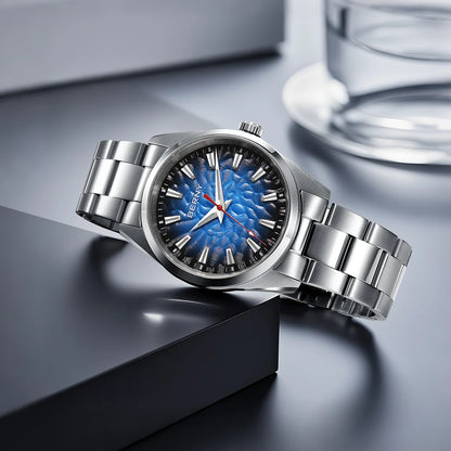 Reloj para hombre BERNY – Reloj de cuarzo, cristal de zafiro, agujas luminiscentes, resistente al agua hasta 10 ATM, fabricado íntegramente en acero inoxidable – Estilo elegante y desenfadado, ideal para el día a día o para ocasiones profesionales