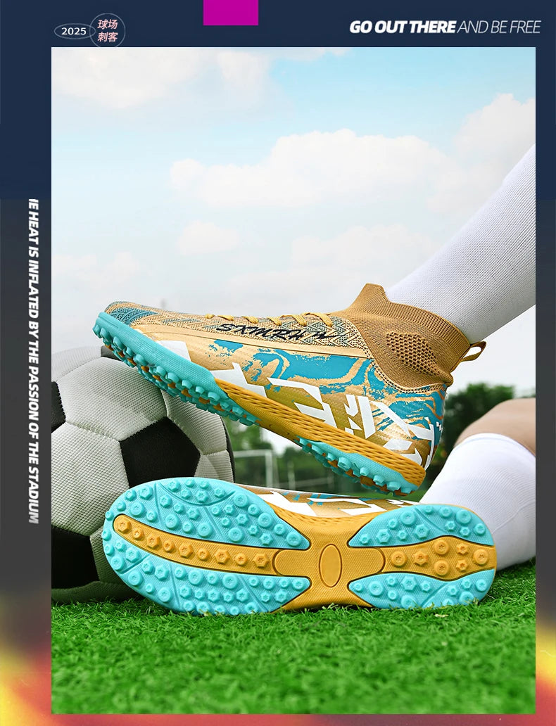 Double Star hoge TF-turfvoetbalschoenen voor heren, jeugd- en studenteditie, volwassenen en kinderen, professionele wedstrijd- en trainingsschoenen voor voetbal S