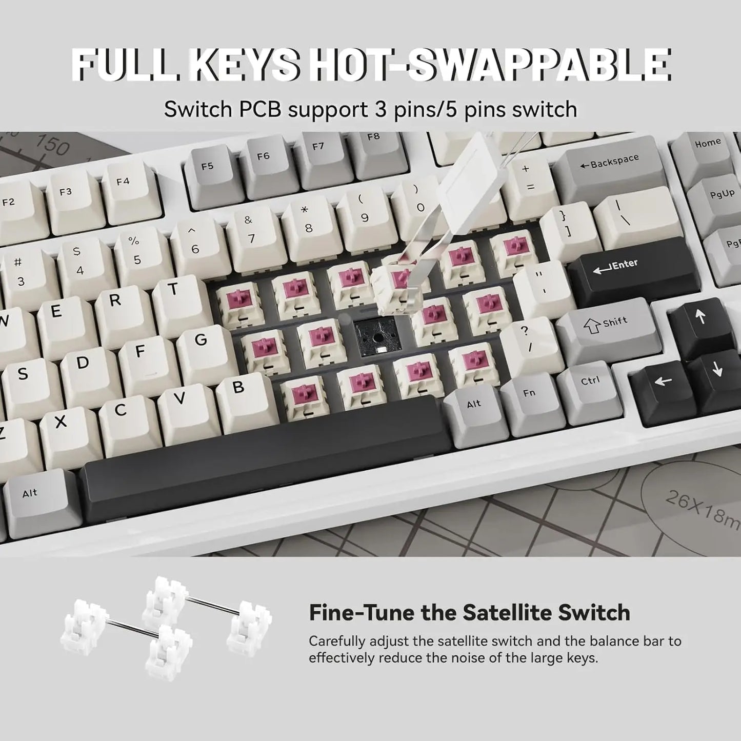 ATTACK SHARK X98 RGB Mechanical Gaming Keyboard with 102 Keys, with Numeric Keypad, Wireless & USB-C Wired Tri-Mode, 4000 mAh