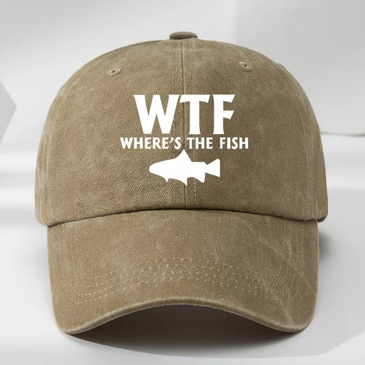WTF fish print outdoor men's washed baseball cap retro duckbill cap sports casual baseball cap