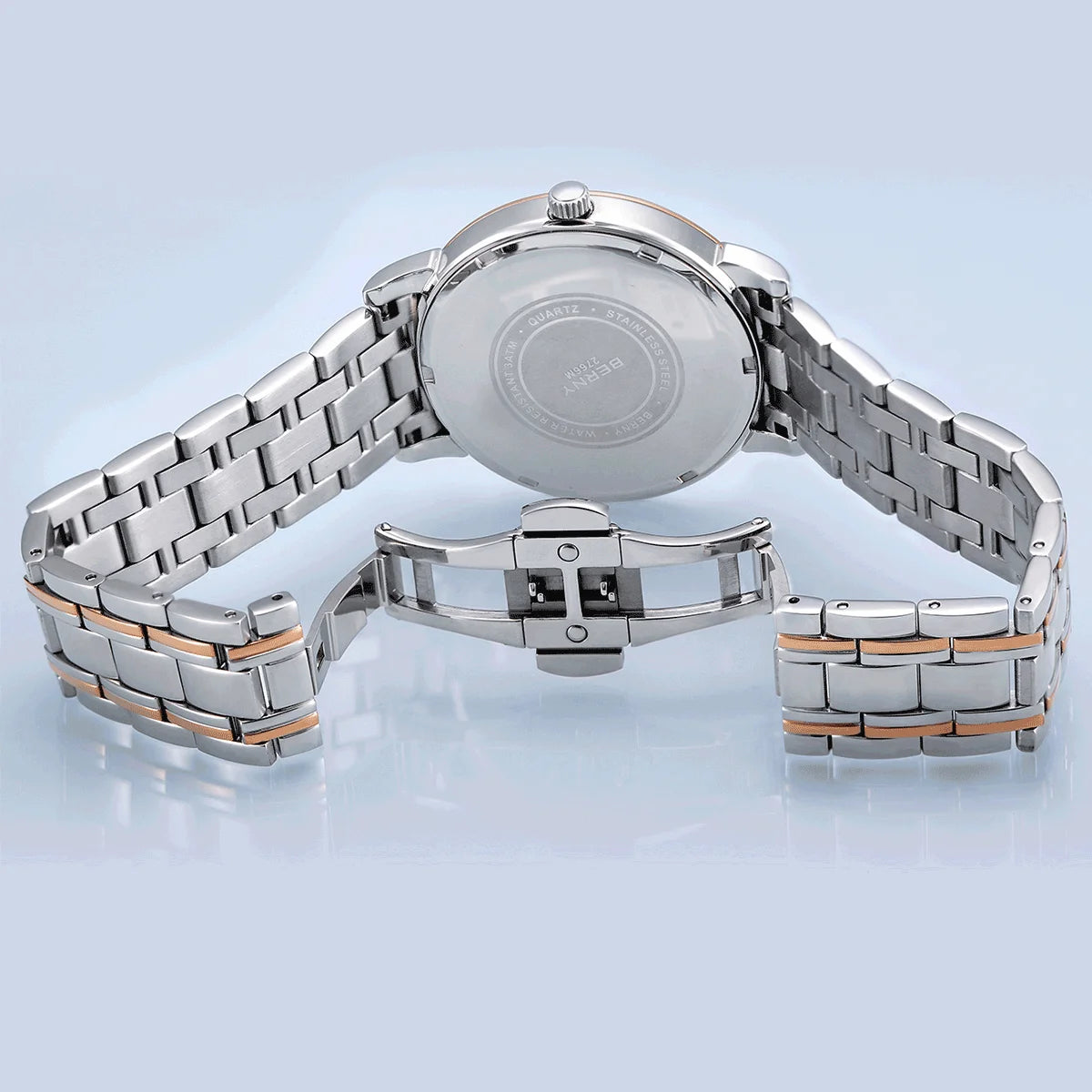Montre à quartz pour homme BERNY, équipée d'un mouvement Miyota VJ55, modèle de luxe de haute qualité avec affichage du jour, boîtier en acier inoxydable, verre saphir et étanchéité.