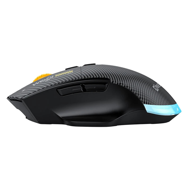 12800DPI 2.4G Wireless Bluetooth Wired Tri-mode Mouse Mute Button Macro Programming Carbon Fiber Gaming Mouse 500mAh 7 Keys