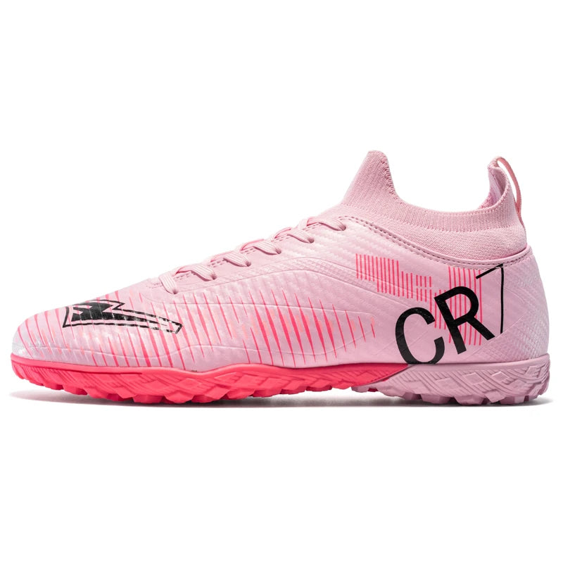 Kids Anti Collision Toe Football Boots Lace Up Closure Short Non Slip Studs Wearproof Breathable Outdoor Grass Game Shoes