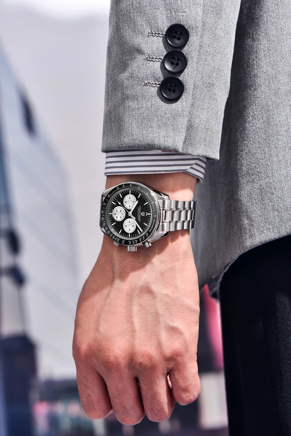 Reloj PAGANI DESIGN Moon: cronógrafo de cuarzo de lujo para hombre, estilo deportivo, cristal de zafiro con tratamiento antirreflectante, esfera luminiscente
