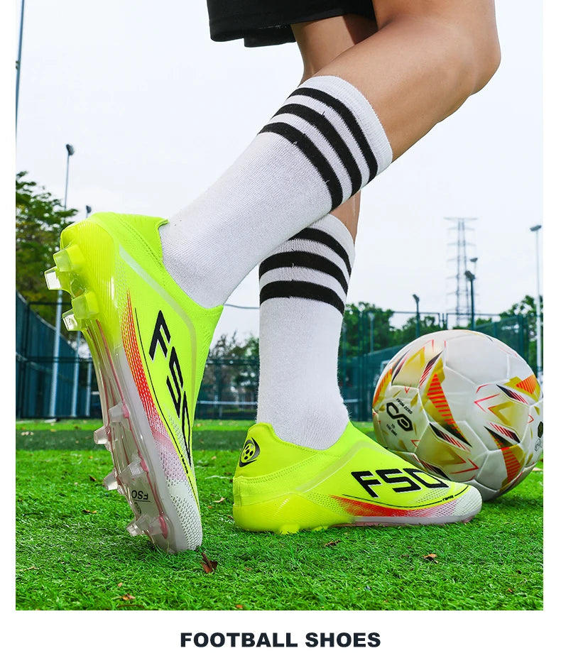 New Men Football Boots Non-Slip Outdoor Sneakers Match Grass Cleats High-quality Soccer Shoes Futsal Hot-selling High-top Light