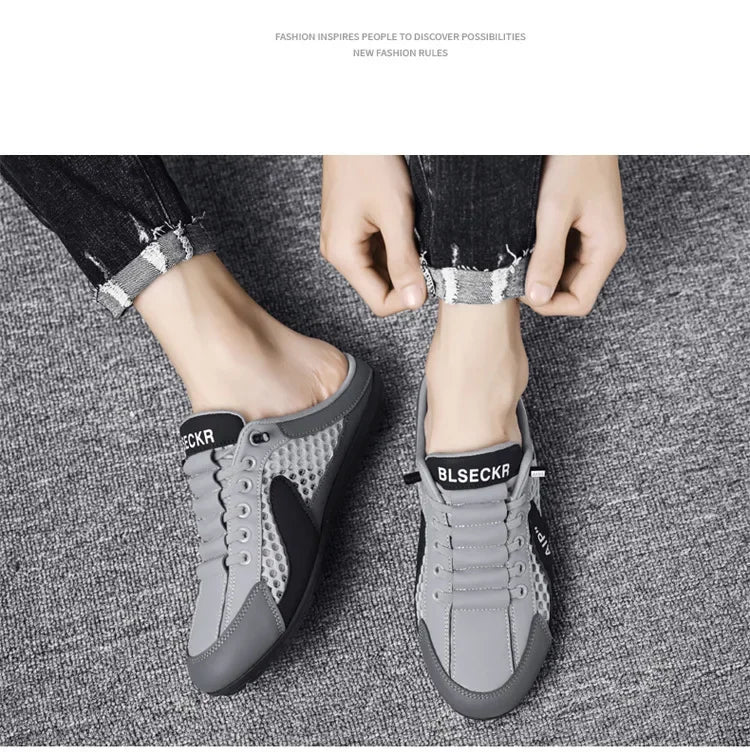 Ανδρικά casual αθλητικά παπούτσια slip-on με κορδόνια, αναπνεύσιμο mesh, unisex, για άνοιξη και φθινόπωρο, χαμηλά, επίπεδα, γρήγορη και εύκολη εφαρμογή