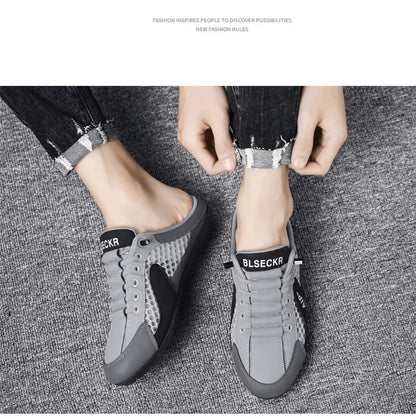 Ανδρικά casual αθλητικά παπούτσια slip-on με κορδόνια, αναπνεύσιμο mesh, unisex, για άνοιξη και φθινόπωρο, χαμηλά, επίπεδα, γρήγορη και εύκολη εφαρμογή