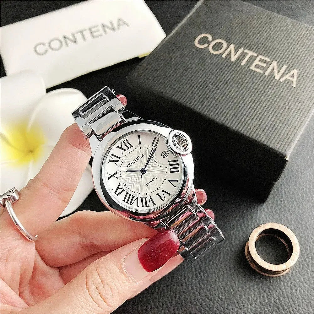 New Brand Luxury Stainless Steel Men and Women Luxury Atmosphere Quartz Watches Fashion Blue Balloon Women Date Watch Suit