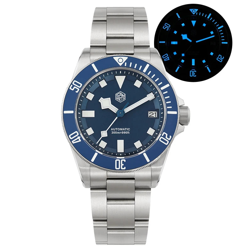 San Martin SN0121TD Titanium Diving Watch ST2130 Automatic Movement Watches Grade5 Titanium 120 Click Waterproof 300m Wristwatch