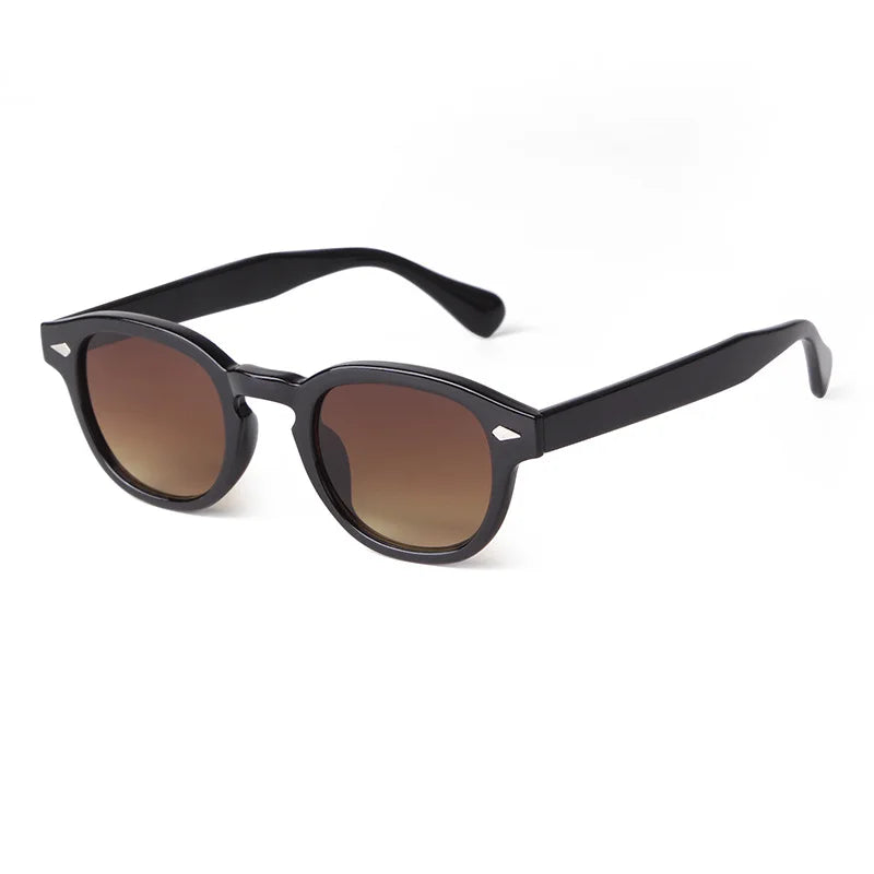 JNPCXI Vintage Round Sunglasses Women Men Retro Rivet Blue Gradient Female Sun Glasses UV400