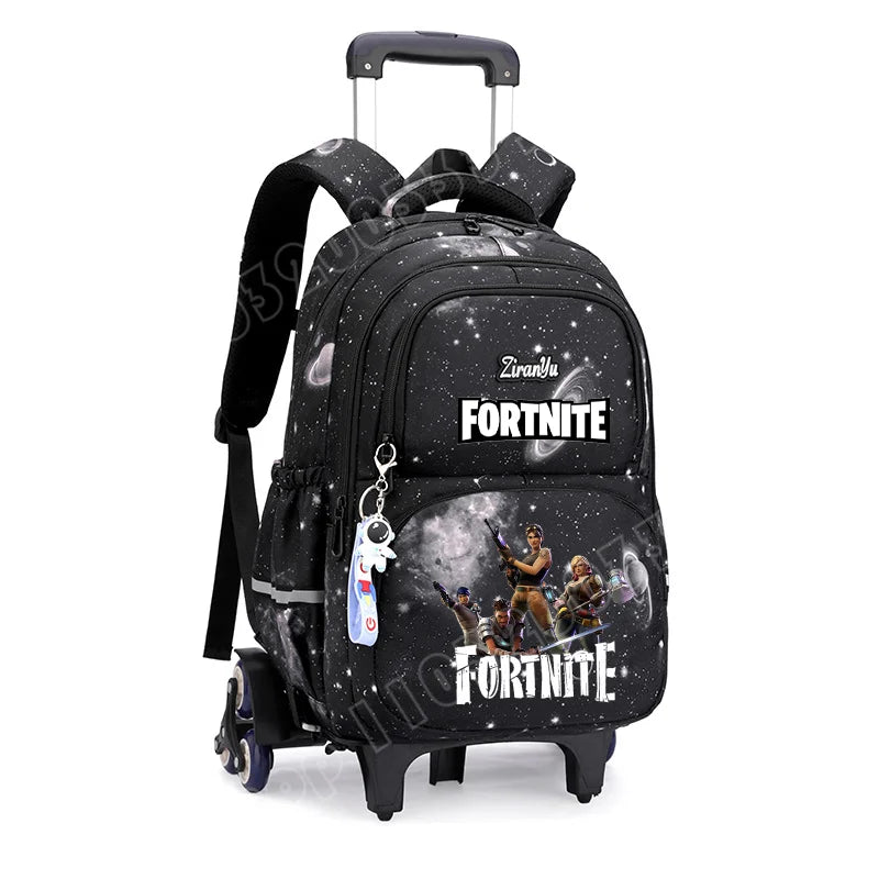 Fortnite Trolley Bag Easy Stair Climbing Anime Waterproof Wheeled Backpack Large Capacity Student Schoolbag Casual Travel Bag