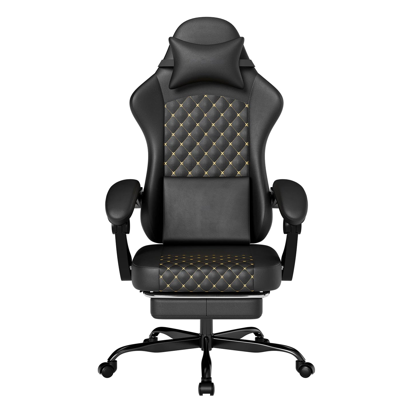PINGGO Ergonomic Game Chair with Footrest Massage PVC Leather Office Chair for PC Gaming Weight Capacity 150kg