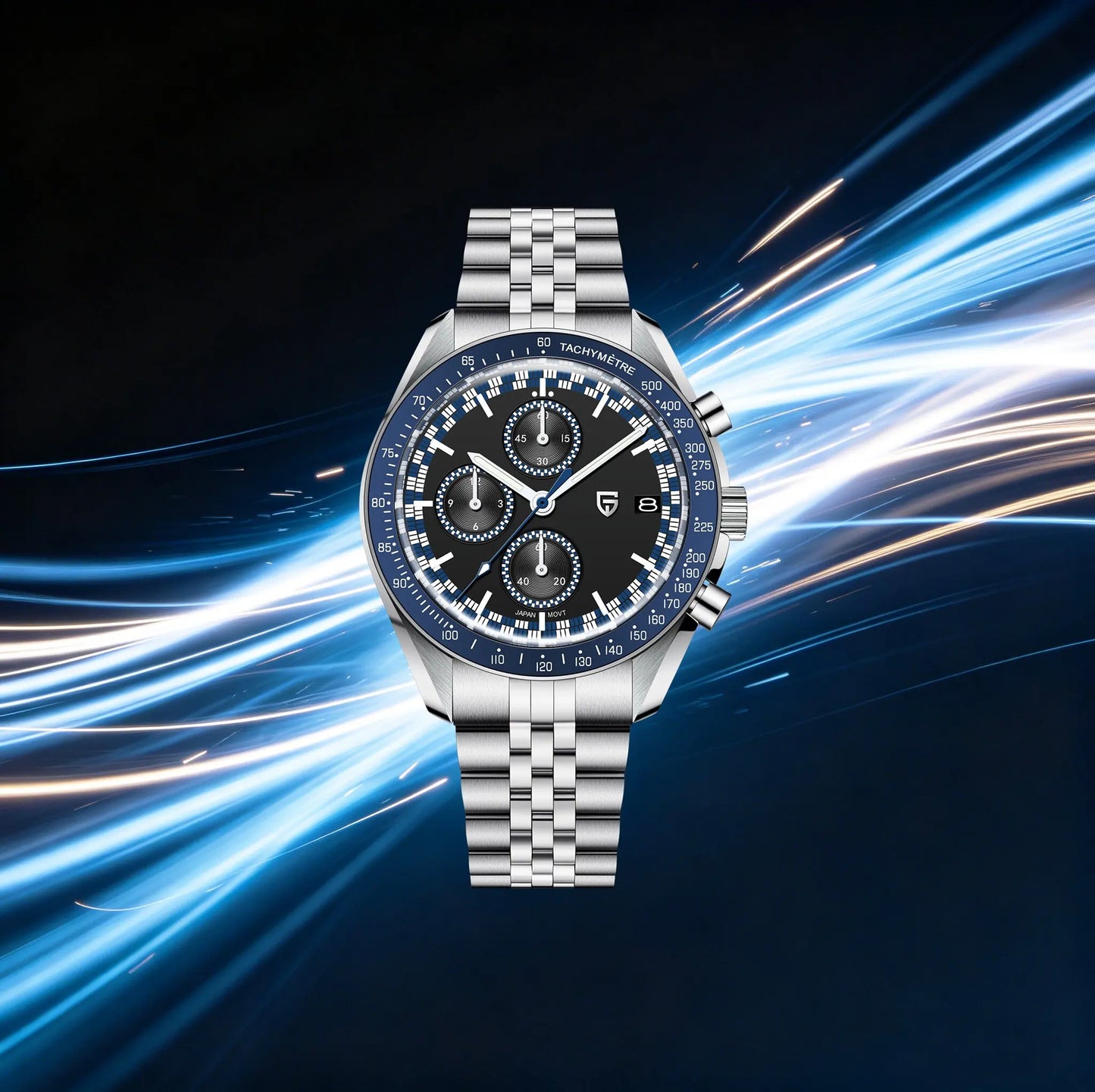PAGANI DESIGN Top Luxury Men's Quartz Watch Business Elite VK67 Stainless Steel Sapphire Glass 100m Dive Calendar Luminous Watch