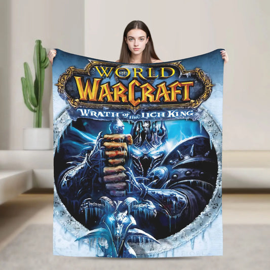 WOW World of Warcraft Arthas Retro Game Soft Blankets Travel Plush Throw Blanket Pattern Bedroom Flannel Bedspread Sofa Cover