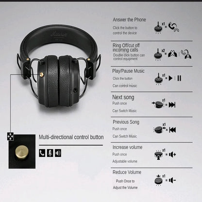 Marshall MAJOR III Bluetooth Wireless Headphones Earphones Deep Bass Foldable Sport Gaming Rock Headset Reduction Microphone