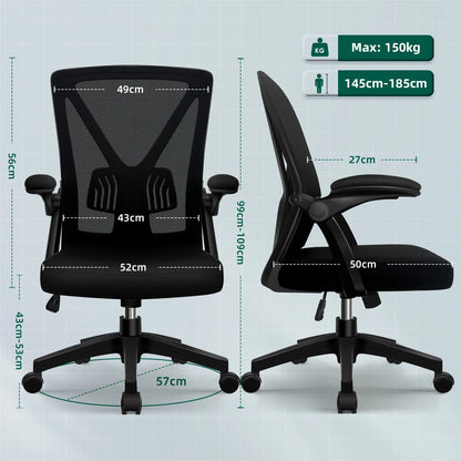 Daccormax Ergonomic Office Chair, Adjustable Lumbar Support, Swivel Heavy-Duty Rolling, Padded Armrests, Multi-Tilt for Relax.
