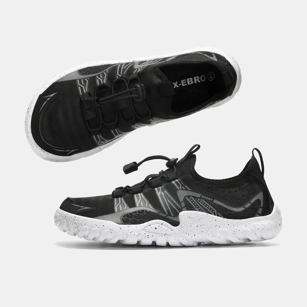 Oiaano Wide Barefoot Man Sports Shoes Black Mesh Knit Ultra Light Breathable Leisure Working Jogging Outdoor Soft Sole Zero Drop