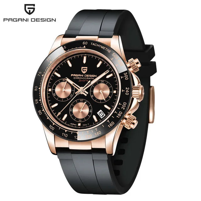 PAGANI DESIGN V2 40MM Reloj de cuarzo para hombre con esfera de meteorito, cristal de zafiro, cronógrafo retro y resistente al agua