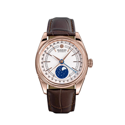 Sugess 40mm Watch of Men Moonphase Automatic ST2108 Movement Sapphire Crystal Mechanical Wristwatches Waterproof Date 2024 New