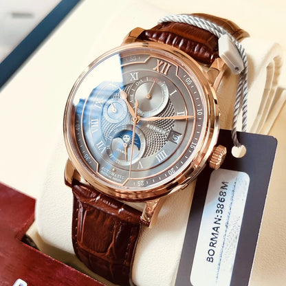 BORMAN BM3868 New 40mm Luxury Men Automatic Mechanical Men's Watches Sapphire Multi-function Waterproof Moon Phase Clocks