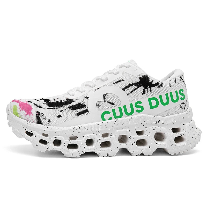Men Sports Shoes Shock-absorbing Jogging Anti Slip Breathable Mesh Soft Soled Running Shoes Outdoor Fitness Lace Up Sports Shoes