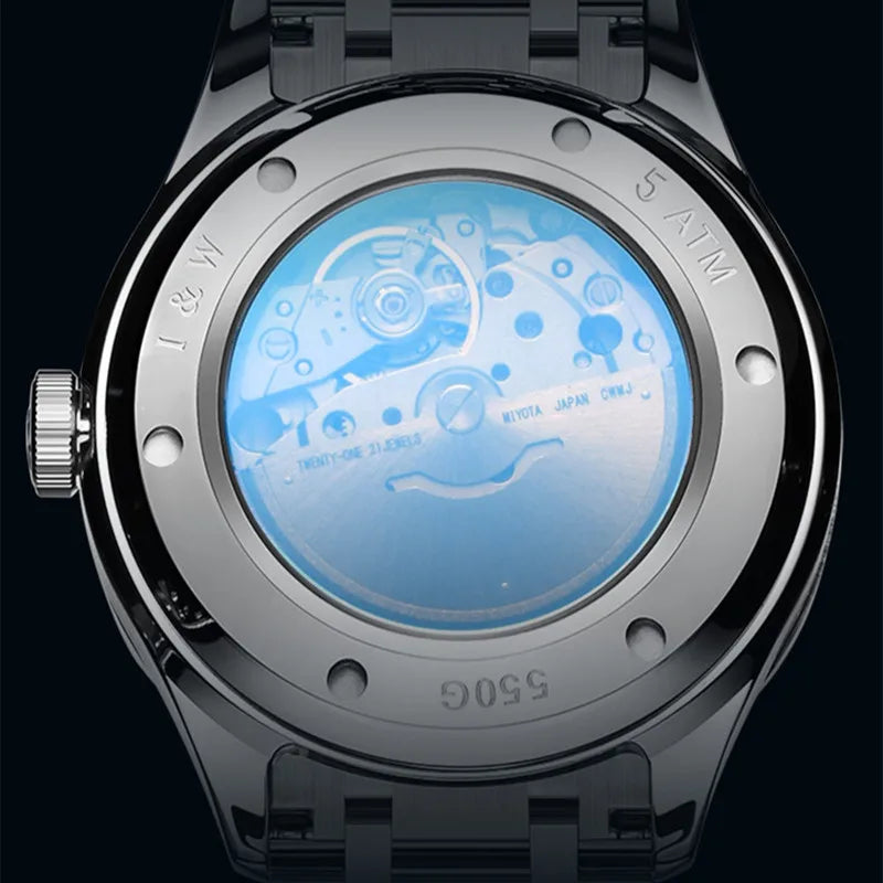 Reloj mecánico de lujo para hombre Reloj CARNIVAL de tungsteno, movimiento automático MIYOTA 8205, resistente al agua.