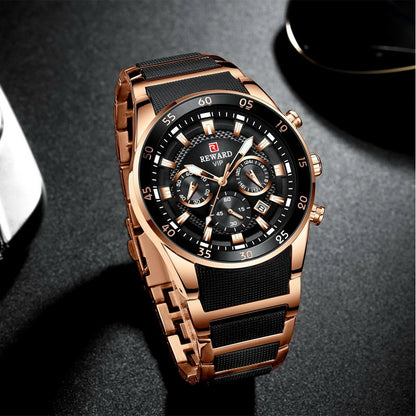 REWARD Relogios Masculino 81011M Sports Silicone Quartz Men's Watch Waterproof Calendar Chronograph Luminous Watches Men Часы