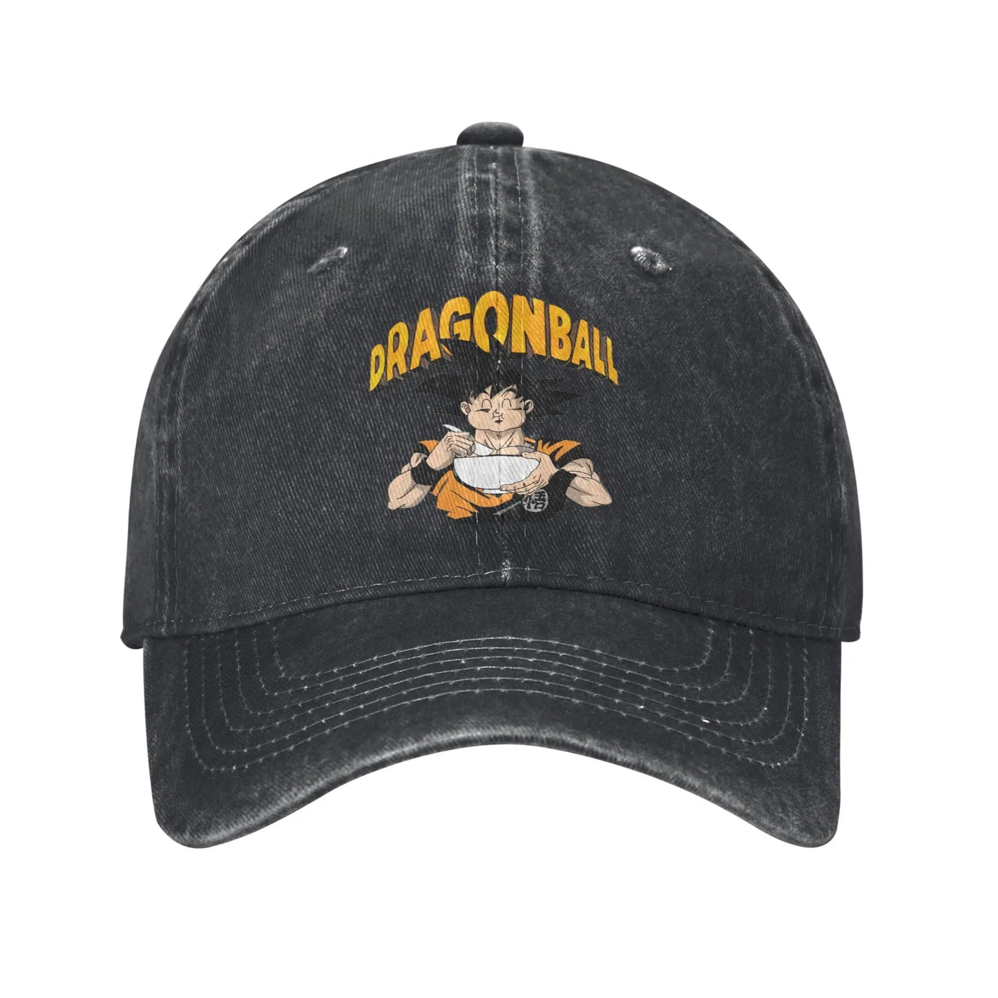 Retro DBZ dragon ball Goku Eating Ramen Baseball Caps Unisex Distressed Washed Sun Cap  Outdoor Summer Adjustable Fit Hats Cap