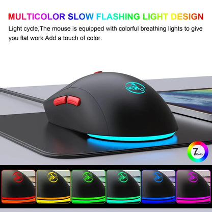 2.4G Wireless Rechargeable Mouse 650mAh Adjustable 3600DPI 7 Colors RGB Lighting Ergonomic Silent for Office Laptop PC Gaming
