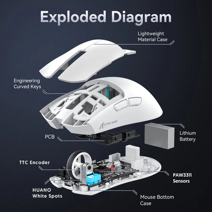 ATTACK SHARK X11 Tri-Mode Lightweight Gaming Mouse have PAW3311,22000DPI,400IPS,40G,59g,Magnetic Fast Charging,RGB backlight