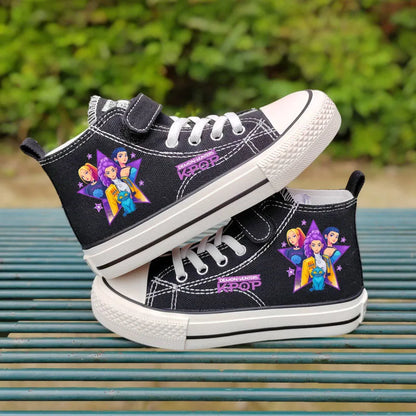 Chaussures en toile pour enfants Rumi Mira Zoey, chaussures pour filles, chaussures de sport, baskets à motifs, chaussures pour enfants, chaussures de tennis à tige haute, chaussures de ville.
