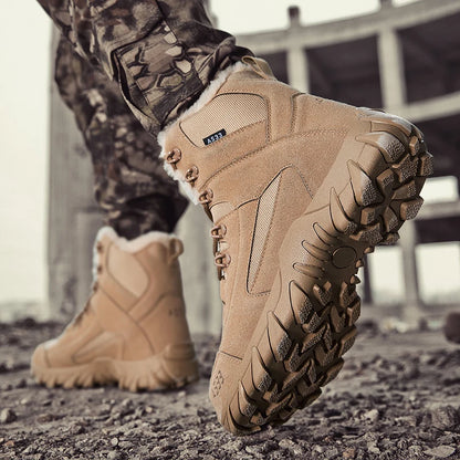 Chaussures de neige antidérapantes pour hommes, bottines montantes à plateforme, confortables et chaudes, bottes d'hiver pour hommes, bottes de couture dans le désert