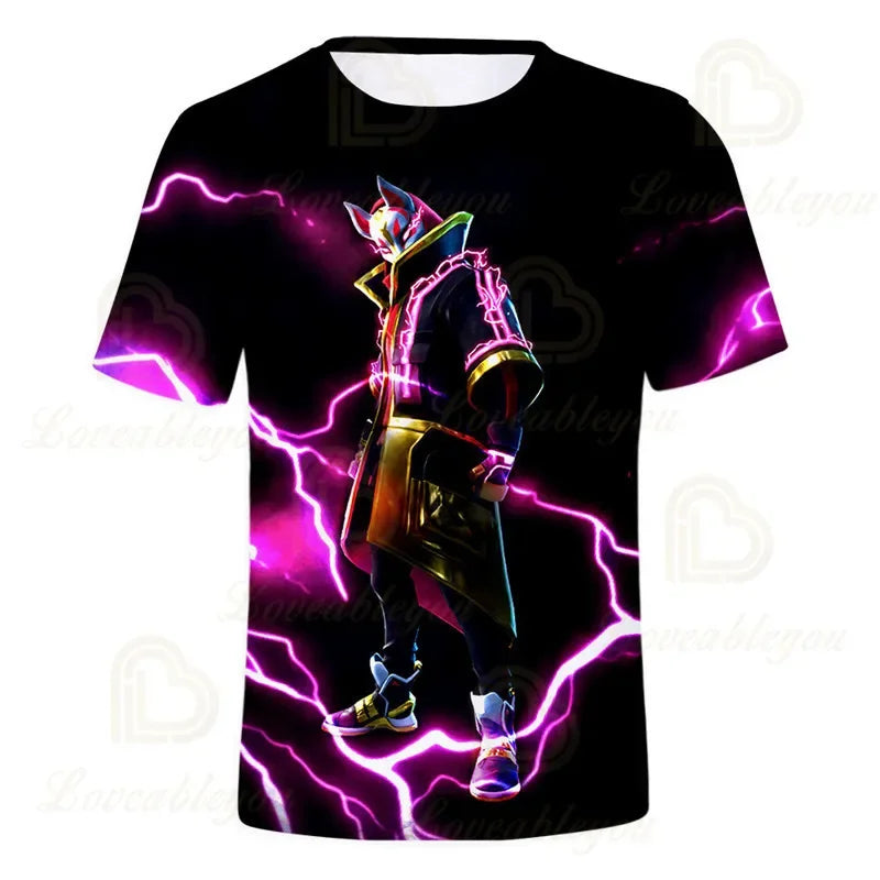 Fortnite T-Shirt für Jungen – Kinderoberteil für den Sommer, Kinderkleidung mit lustiger 3D-Battle-Royale-Game-Grafik, T-Shirt für Kleinkinder und Mädchen