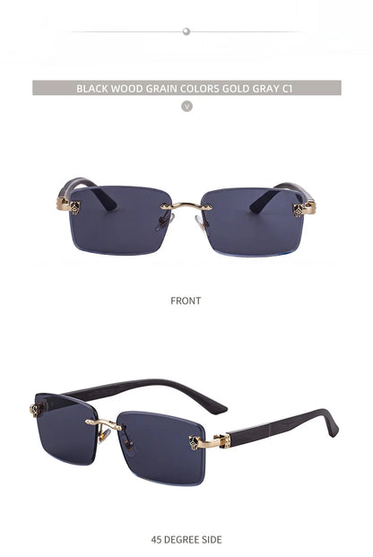 2026 Wooden Rimless Sunglasses Women Trendy Retro UV400 Protection Square Sunglass Men Brand Design Fashion Glasses Dropshipping