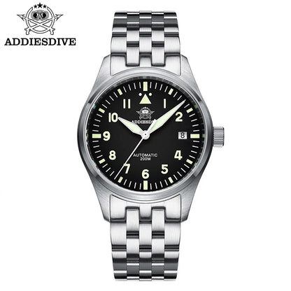 ADDIESDIVE Fashion Retro Personalized Watches 200m Waterproof C3 Luminous Steel Watch Sapphire Glass Mechanical Analog Watches